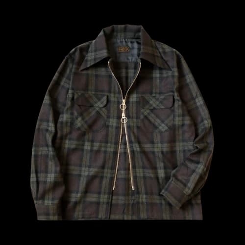 Kapital Wool Check Drizzle Open Collar Shirt 'Khaki'