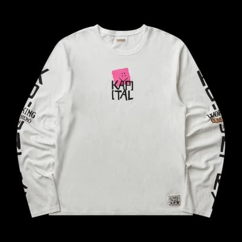 Kapital Jersey Crew Long-Sleeve T (Peckish Kap) 'Pink'