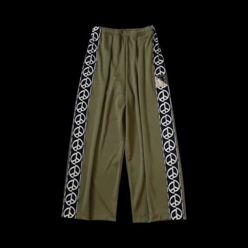 Kapital Smooth Jersey TH.D.D. Baggy Track Pants (Peace Sign) 'Khaki'