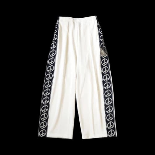 Kapital Smooth Jersey TH.D.D. Baggy Track Pants (Peace Sign) 'White'