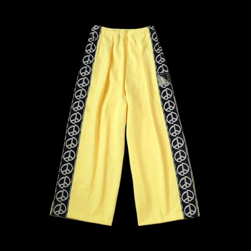 Kapital Smooth Jersey TH.D.D. Baggy Track Pants (Peace Sign) 'Yellow'