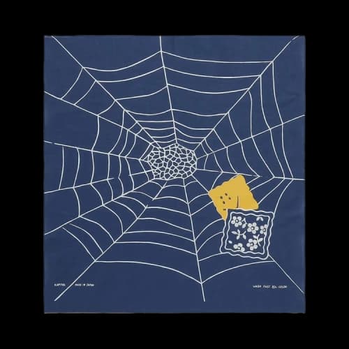 Kapital Fastcolor Selvedge Bandana (Spider Peckish Rainbowy) 'Navy'