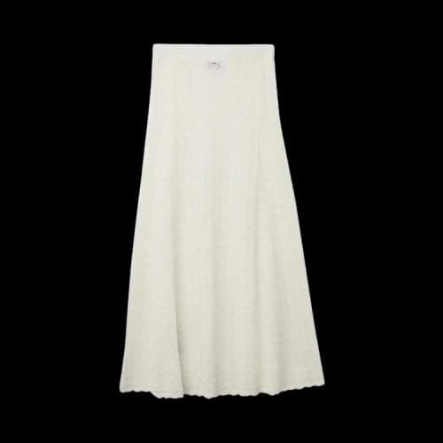 GANNI Shiny Pointelle Long Skirt 'Egret'