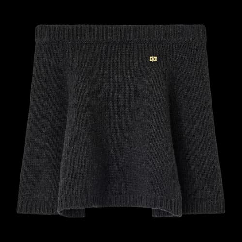 GANNI Chunky Wool Mix Mini Skirt 'Phantom'