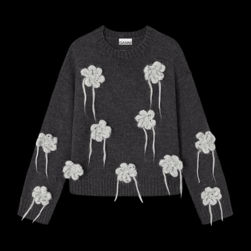 GANNI Flower Crochet Sweater 'Phantom'