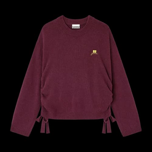 GANNI Future Wool Mix Oversized O-Neck 'Burgundy'