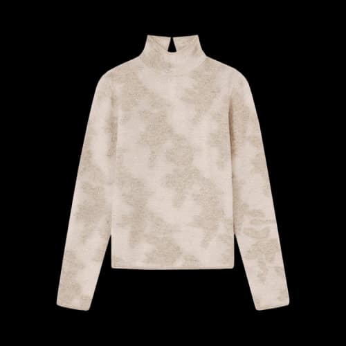 GANNI Sheer Flower Jacquard Mockneck 'Sand'