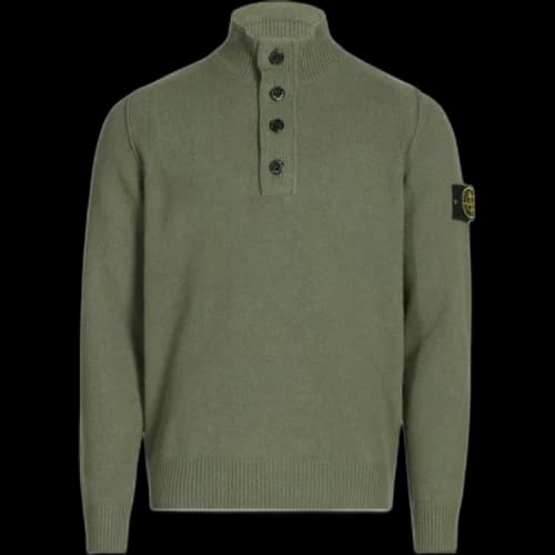 Stone Island Half Zip Up Knit Sweater Khaki