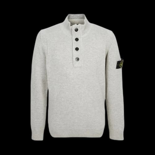 Stone Island Half Zip Up Knit Sweater Gray