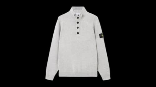 Stone Island Lambswool Half Zip Jumper Dusty Grey