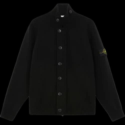 Stone Island Zip Up Cardigan Black