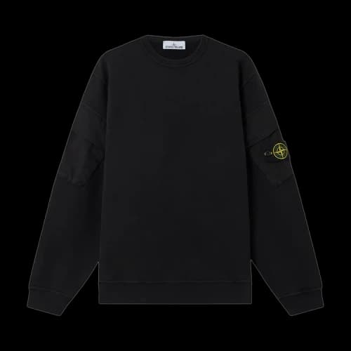 Stone Island Brushed Organic Cotton Fleece Sweatshirt 'Black'