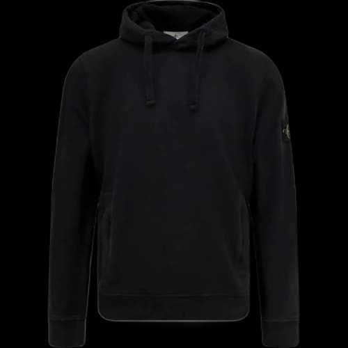 Stone Island Fleece Hood Sweatshirt Black