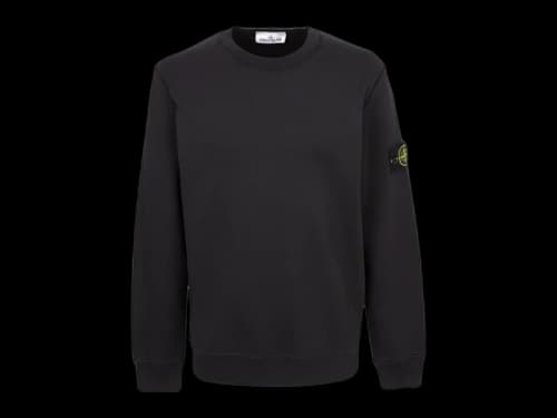 Stone Island Organic Cotton Fleece Crewneck Black