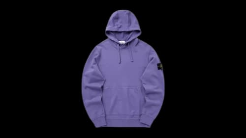 Stone Island 6100062 Organic Cotton Fleece Regular Fit Hooded Sweatshirt Lavender