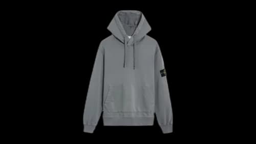 Stone Island 6100062 Organic Cotton Fleece Regular Fit Hooded Sweatshirt Gray