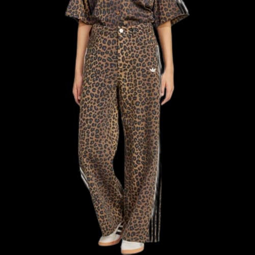 Adidas Originals leopard-print striped jeans