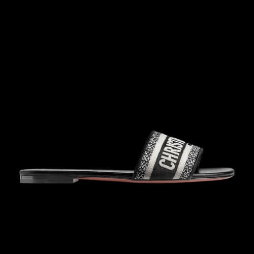 Dior DWay Slide 'Black Embroidered Cotton' (Women's)