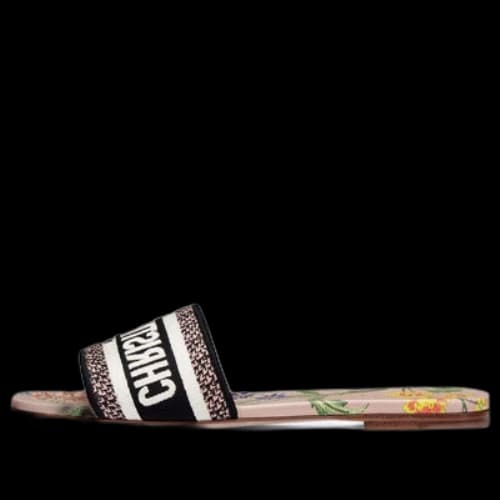 DIOR Dway Slide Powder Pink Multicolor Embroidered Cotton (Women's)