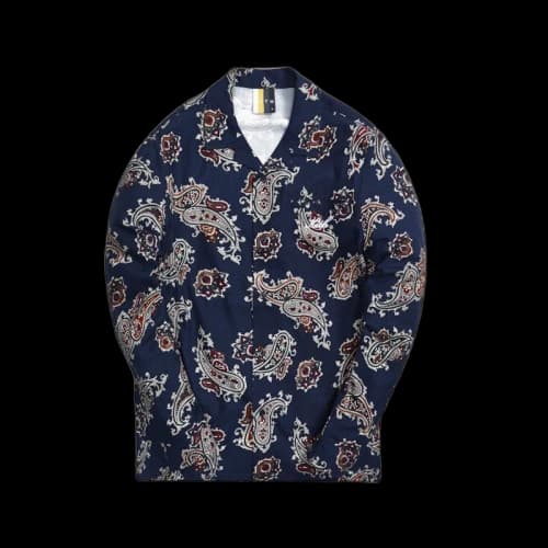 Kith L/S Thompson Printed Camp Collar Silk Cotton Shirt Nocturnal