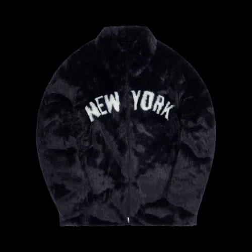 Kith For Major League Baseball New York Yankees Faux Fur Coaches Jacket 'Navy'