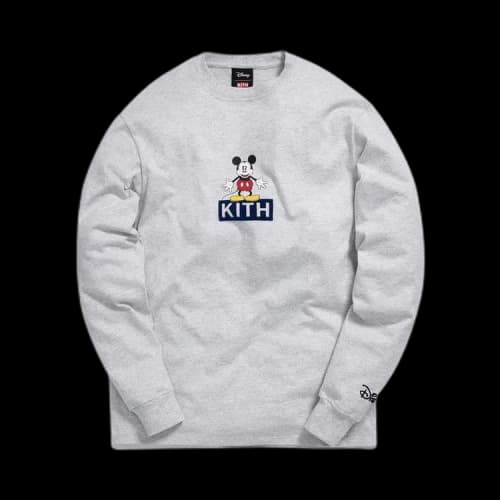 Kith x Disney 30s Mickey Standing Classic Logo Long-Sleeve T-Shirt 'Heather Grey'