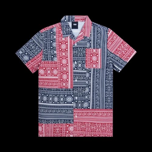 Kith Patchwork Camp Shirt 'Red/Navy/Multi'