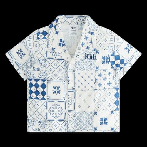 Kith Kids Baby Azulejo Tiles Camp Shirt 'Sandrift'