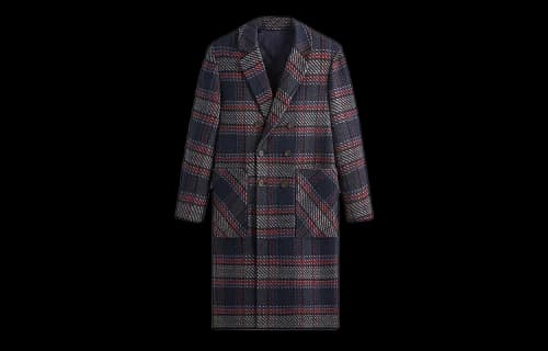 Kith For Bergdorf Goodman Plaid Double Breasted Royce Coat 'Nocturnal'