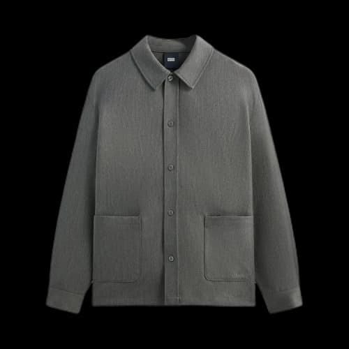 Kith Double Weave Boxy Collared Overshirt 'Medium Heather Grey'
