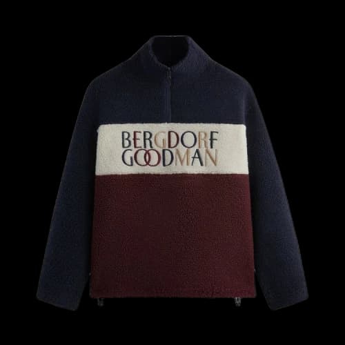Kith For Bergdorf Goodman Heavy Sherpa Quarter Zip 'Nocturnal'