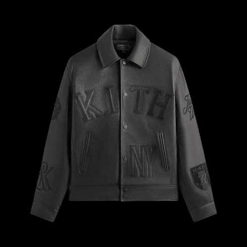 Kith Pebbled Leather Varsity Coaches Jacket 'Black'