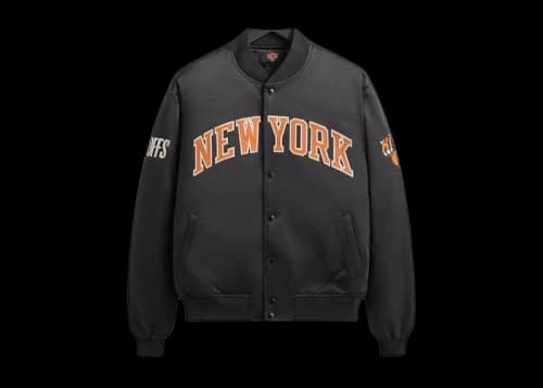 Kith x New York Knicks Playoffs Satin Bomber Jacket Black