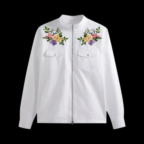 Kith Floral Oxford Blake Zip Front Shirt 'White'