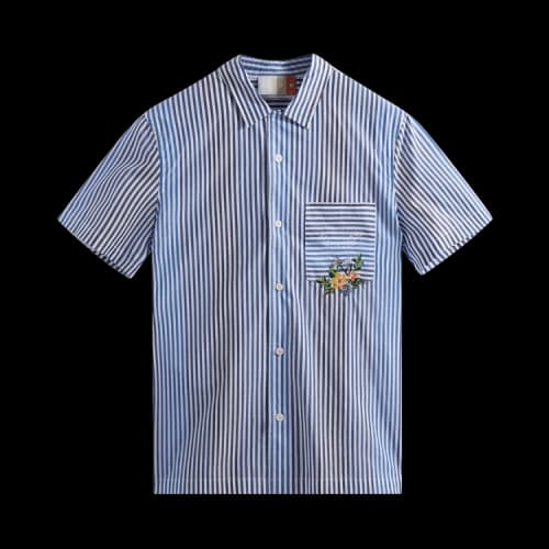 Kith Variegated Striped Poplin Thompson Camp Collar Shirt 'Current'
