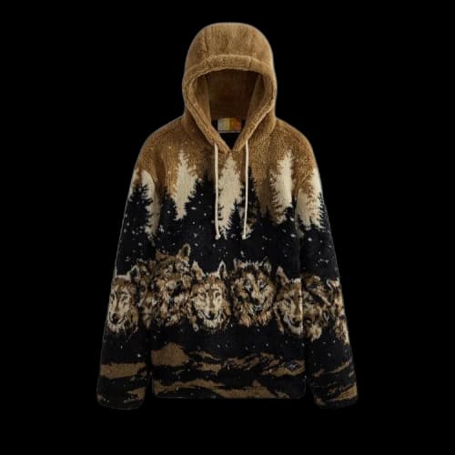 Kith Merrick Wolves Sherpa Hoodie 'Black'