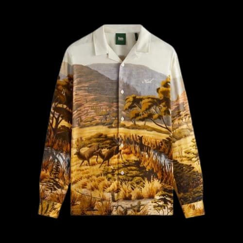 Kith For AMNH Landscape Long-Sleeve Camp Collar Shirt 'White'
