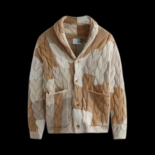 Kith Patchwork Cable Becker Cardigan 'Canvas'