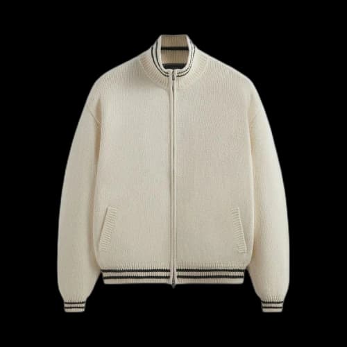 Kith Wyona Full Zip Varsity Sweater 'Sandrift'