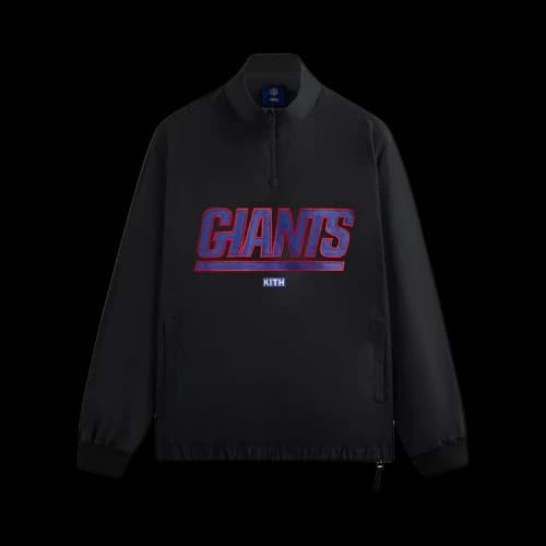 Kith x NFL Giants Nylon Quarter Zip Mock Neck Black