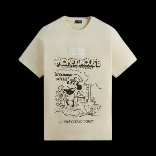 Kith For Mickey & Friends Steamboat Willie Vintage Tee 'Sandrift'