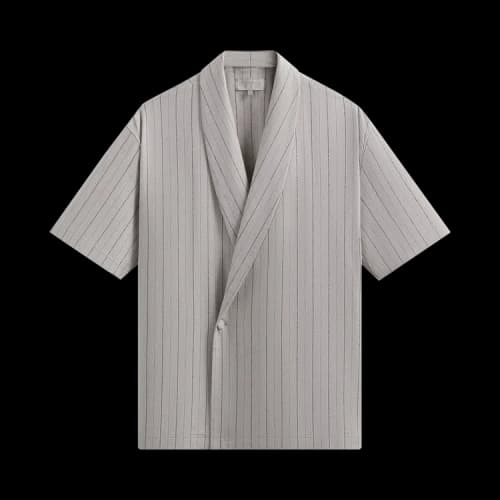 Kith Striped Twill Thompson Crossover Shirt 'Light Heather Grey'