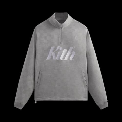 Kith Double Knit Davis Quarter Zip Pullover 'Concrete'