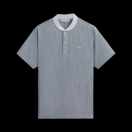 Kith Seersucker Pearson Henley Pullover 'Nocturnal'
