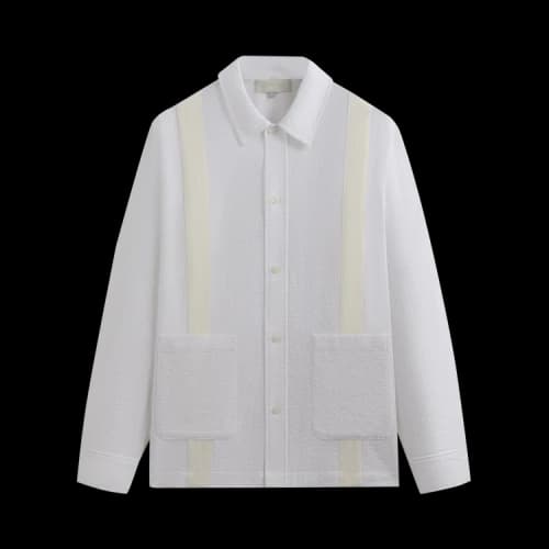 Kith Seersucker Long-Sleeve Boxy Collared Overshirt 'White'