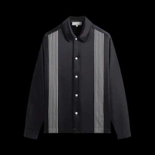 Kith & Kin Stripe Combo Long-Sleeve Boxy Collared Overshirt 'Ink'