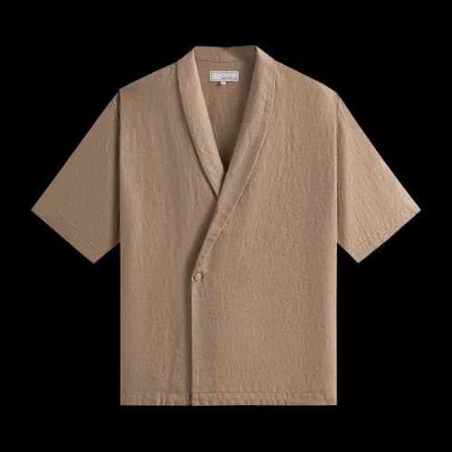 Kith & Kin Herringbone Linen Thompson Crossover Shirt 'Sanctuary'