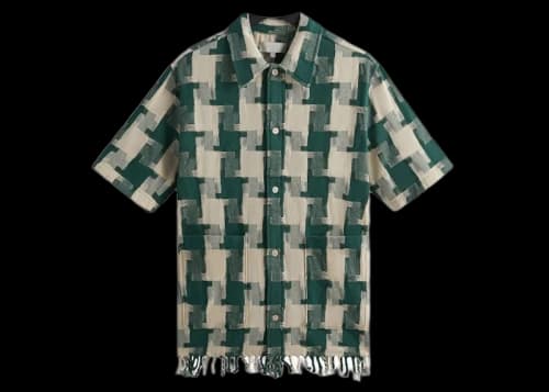Kith Jumbo Houndstooth Boxy Collared Overshirt Conifer