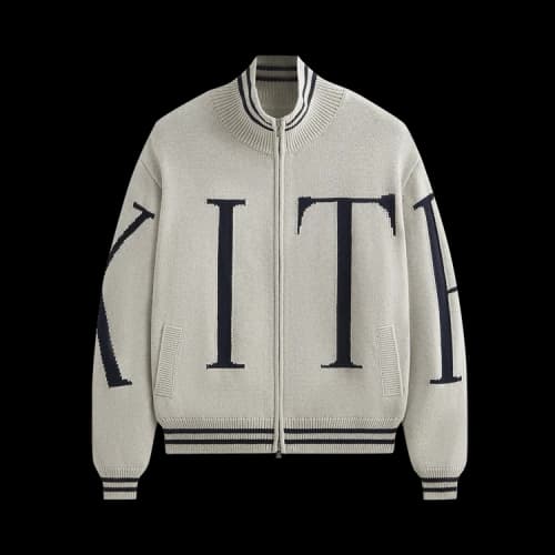 Kith Big Letter New York Wyona Full Zip Sweater 'Light Heather Grey'