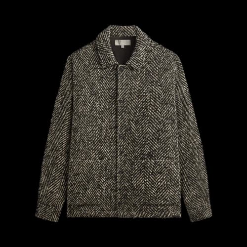 Kith Oversized Herringbone Boxy Collared Overshirt 'Black'